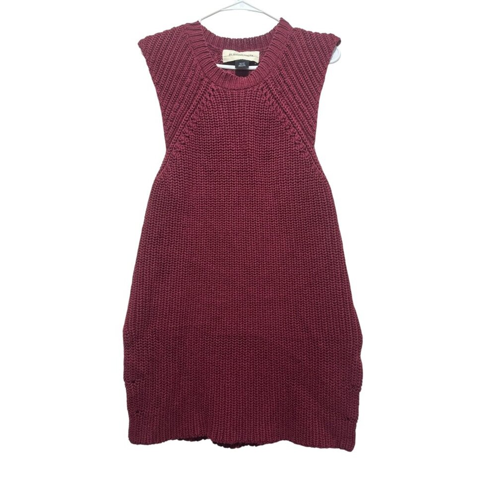 By Malene Birger Chunky Knit Linen Long Vest Womens Small Red Preppy Fisherman - Picture 4 of 16